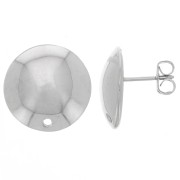 Clous d'oreilles demi-boule 16 mm - Rhodié x2|raw }}