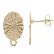 Clous d'oreilles ovale effet plissé avec anneau fermé 20x12mm - Doré à l'or finx2