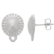 Clous d'oreilles demi-boule texturée avec anneau fermé 13x16mm - Rhodié x2|raw }}