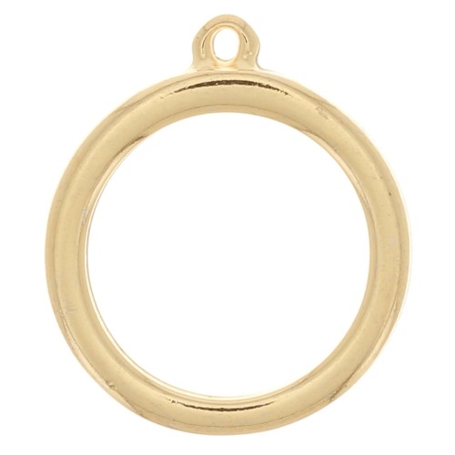 Pendentif cercle pour résine UV & bi-composants 24.5x28 mm - Doré à l'or fin x1
