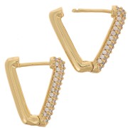 Dormeuses forme design avec oxydes de zirconium 18x16 mm - Doré - Crystal x2