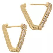 Dormeuses forme design avec oxydes de zirconium 18x16 mm - Doré - Crystal x2