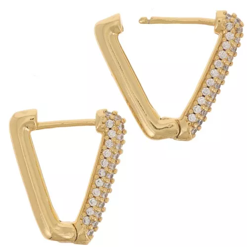 Dormeuses forme design avec oxydes de zirconium 18x16 mm - Doré - Crystal x2
