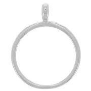 Pendentif rond pour résine UV & bi-composants 41x52 mm - Rhodié x1