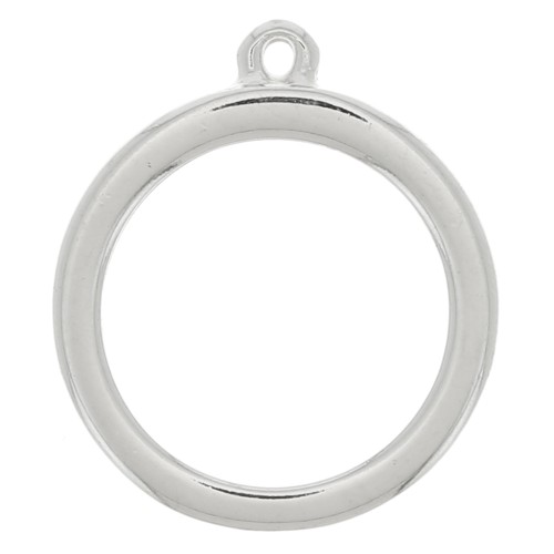 Pendentif rond pour résine UV & bi-composants 24.5x28 mm - Rhodié x1