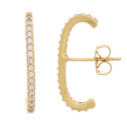 Boucles d'oreilles barre arrondie oxydes de zirconium 22x2 mm - Doré - Crystal x2|raw }}