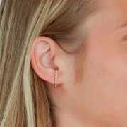 Boucles d'oreilles barre arrondie oxydes de zirconium 22x2 mm - Doré - Crystal x2