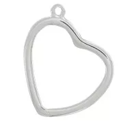 Pendentif coeur pour résine UV & bi-composants 28x32 mm - Rhodié x1