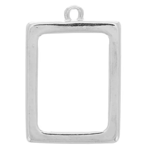 Pendentif rectangle pour résine UV & bi-composants 21x31 mm - Rhodié x1