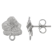 Clous d'oreilles fleur violette 12x9 mm - avec anneau fermé - Rhodié x2