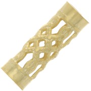 Tubes filigranés 12x4 mm  doré à l'or fin 24K x6