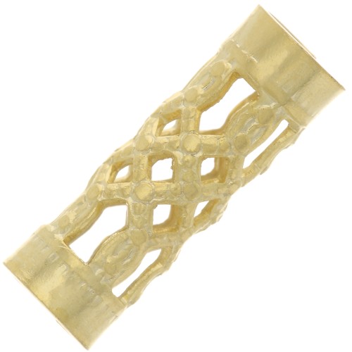Tubes filigranés 12x4 mm doré à l'or fin 24K x6