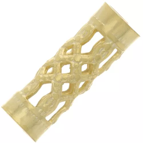 Tubes filigranés 12x4 mm doré à l'or fin 24K x6