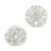 Boules filigranées 12 mm argenté x4