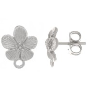 Clous d'oreilles fleur 12x10 mm - avec anneau fermé - Rhodié x2|raw }}
