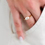 Bague fine ajustable et interchangeable T.53 à T.55 - Doré à l'or fin x1