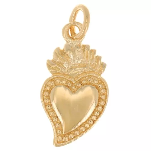 Breloque coeur Ex-voto mexicain - grigri 15x8 mm - Plaqué Or 3 microns