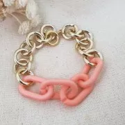 Maillons ovales en acrylique 27x16 mm - Opaque Rose Mat x10