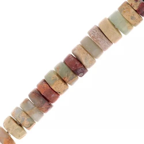 Perles Rondelles Heishi En Jaspe Aqua Terra 4x2mm - Lot D'environ 200 Pièces - 39cm De Fil