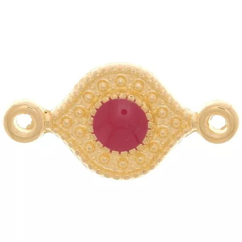 Intercalaire forme orientale avec résine époxy 16x8 mm Doré à l'or fin - Rouge x1