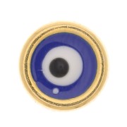 Poussoir rond 6 mm avec résine époxy motif oeil pour lacets 3 mm - Doré - Bleu x1|raw }}