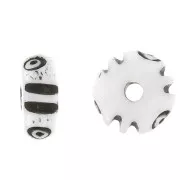 Perles rondelles heishi en os gravé 8x4 mm - Naturel - Marron foncé x10