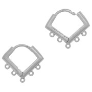 Dormeuses losange 5 anneaux à décorer en laiton 13x14 mm - Rhodié x2|raw }}