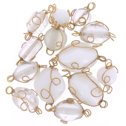 Assortiment d'intercalaires entourés de fil de cuivre taille aléatoirex20g