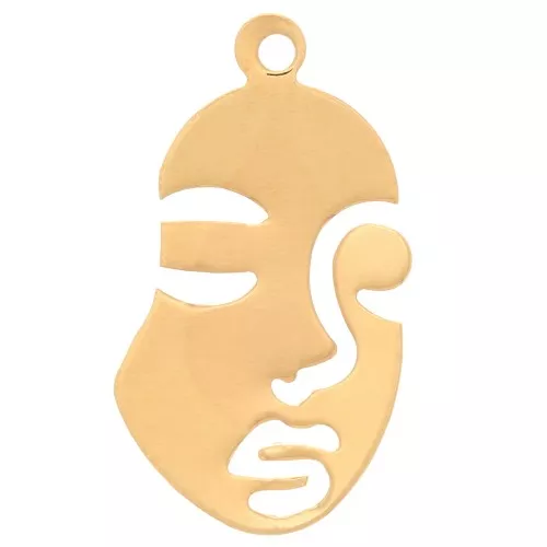 Pendentif visage 20x11 mm - Plaqué Or 3 microns x1