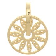 Pendentif rond fleur ajourée 14x11.5 mm avec oxydes de Zirconium  - Doré - Crystal x1