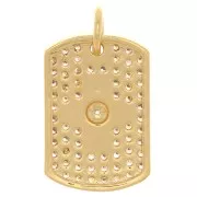 Pendentif plaque rectangle 16x11 mm avec oxydes de Zirconium et étoile - Doré - Crystal x1