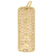 Pendentif plaque rectangle 28x10.5mm avec oxydes de Zirconium  et 2 étoiles - Doré - Crystal x1