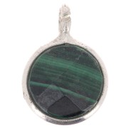 Breloque ronde facettée 7 mm - Argent 925 - Malachite x1|raw }}
