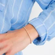 Bracelet élastique avec perles rondes 3 mm -  Gold filled (or laminé)  x1