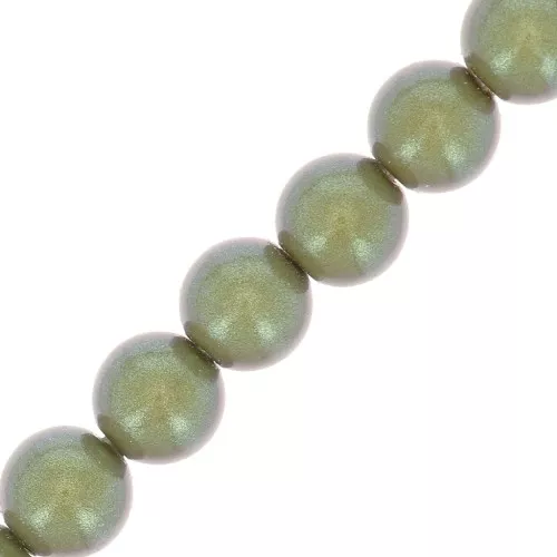 Perles rondes nacrées Preciosa - Round Pearl Maxima 4 mm - Pearlescent Khaki x30