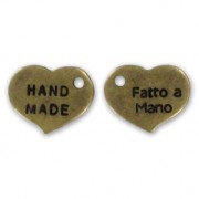 Breloque coeur Hand Made/Fatto a Mano 11 mm bronze x1|raw }}