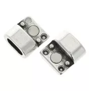 Fermoir aimanté pour cuir demi-rond 10x5 mm argenté vieilli x1