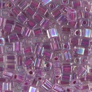 Cubes Miyuki 4 mm SB4-264 - Crystal AB Raspberry Lined x10g
