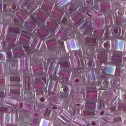 Cubes Miyuki 4 mm SB4-264 - Crystal AB Raspberry Lined x10g