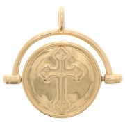 Pendentif réversible 20x21 mm - motif croix - Plaqué Or 3 microns x1