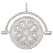 Pendentif réversible 20x21 mm avec oxyde de zirconium - motif fleur - Argent 925 x1|raw }}
