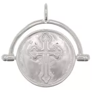 Pendentif réversible 20x21 mm - motif croix - Argent 925 x1