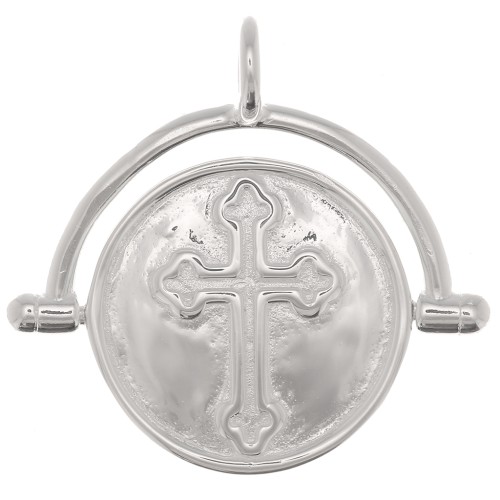 Pendentif réversible 20x21 mm - motif croix - Argent 925 x1
