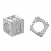 Perle lettre alphabet cube 5 mm avec gros trou - H - Argent 925 x1|raw }}