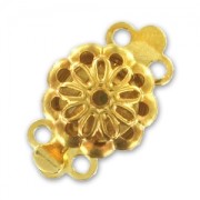 Fermoir 2 rangs décor fleur 14x9 mm Doré à l'or fin x1|raw }}