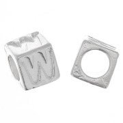 Perle lettre alphabet cube 5 mm avec gros trou - W - Argent 925 x1|raw }}