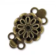 Fermoir 2 rangs décor fleur 14x9 mm bronze x1