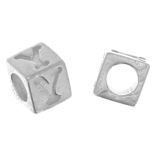 Perle lettre alphabet cube 5 mm avec gros trou - Y - Argent 925 x1