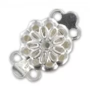 Fermoir 2 rangs décor fleur 14x9 mm Placage argent fin x1