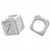 Perle lettre alphabet cube 5 mm avec gros trou - Z - Argent 925 x1
